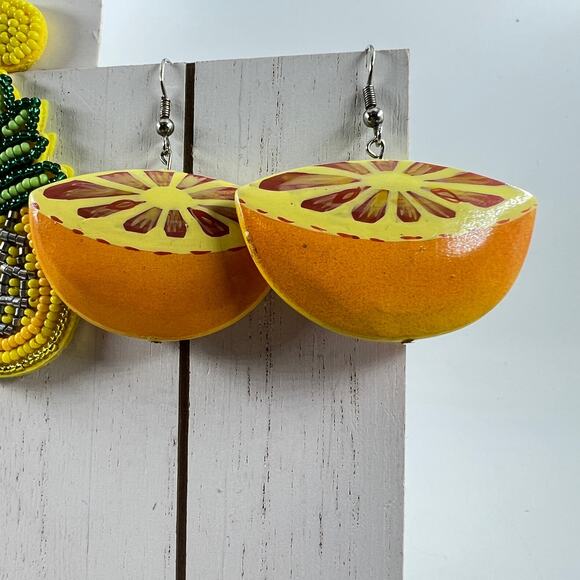 Simply Southern Pineapple Earrings Claires Flip Flop Studs & Orange Earrings - Picture 5 of 7